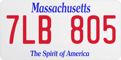 MA license plate 7LB805