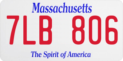 MA license plate 7LB806