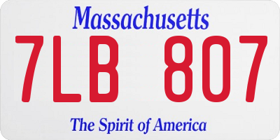 MA license plate 7LB807