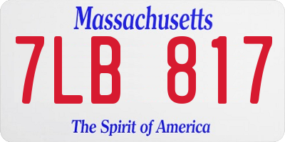 MA license plate 7LB817