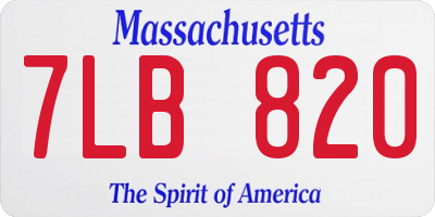 MA license plate 7LB820