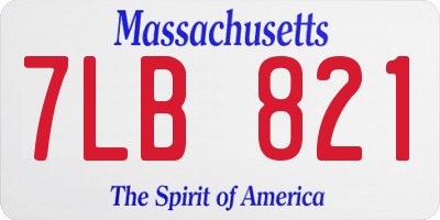 MA license plate 7LB821