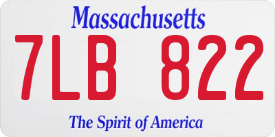 MA license plate 7LB822