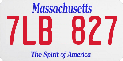 MA license plate 7LB827
