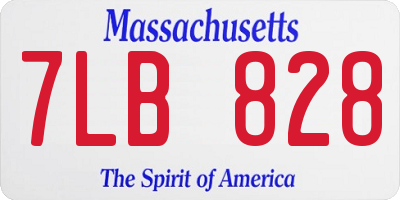 MA license plate 7LB828
