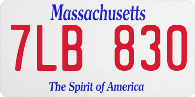 MA license plate 7LB830
