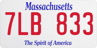 MA license plate 7LB833