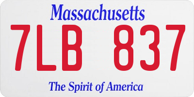 MA license plate 7LB837