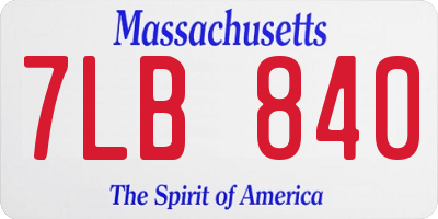 MA license plate 7LB840
