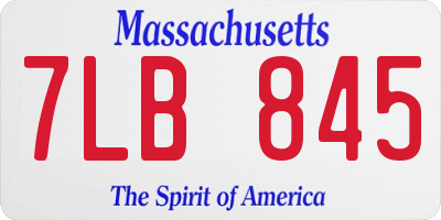 MA license plate 7LB845