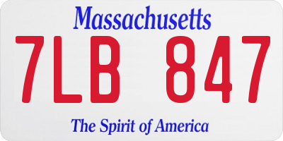 MA license plate 7LB847