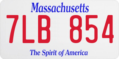 MA license plate 7LB854