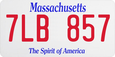 MA license plate 7LB857