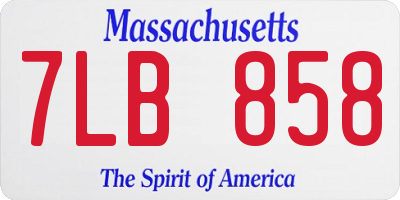 MA license plate 7LB858