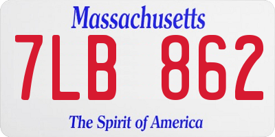 MA license plate 7LB862