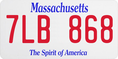 MA license plate 7LB868