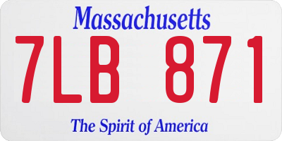 MA license plate 7LB871