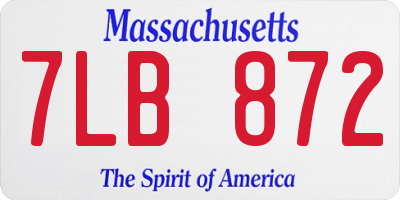 MA license plate 7LB872