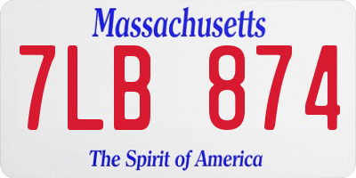 MA license plate 7LB874