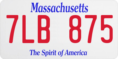 MA license plate 7LB875