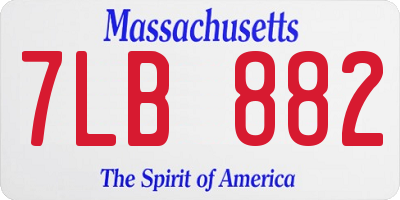 MA license plate 7LB882
