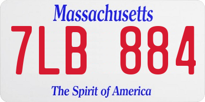 MA license plate 7LB884