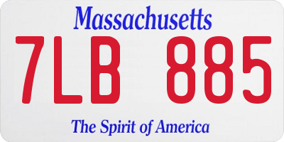 MA license plate 7LB885