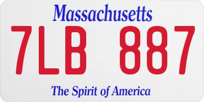 MA license plate 7LB887
