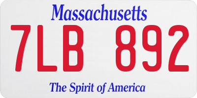 MA license plate 7LB892