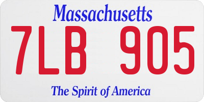 MA license plate 7LB905