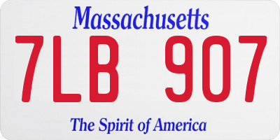 MA license plate 7LB907