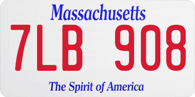 MA license plate 7LB908