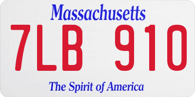 MA license plate 7LB910