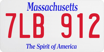 MA license plate 7LB912