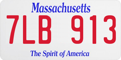MA license plate 7LB913