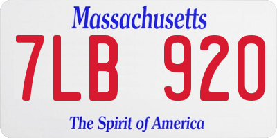 MA license plate 7LB920