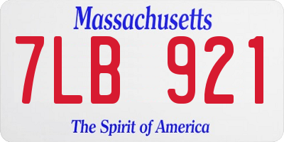 MA license plate 7LB921