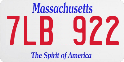 MA license plate 7LB922