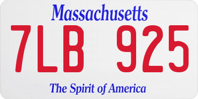MA license plate 7LB925