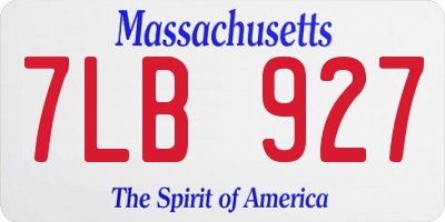 MA license plate 7LB927