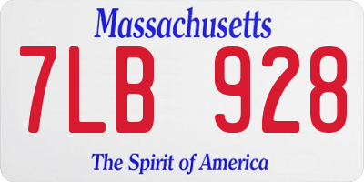 MA license plate 7LB928