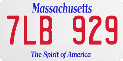 MA license plate 7LB929