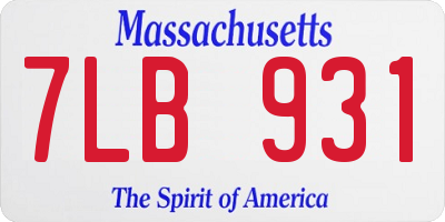 MA license plate 7LB931
