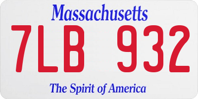 MA license plate 7LB932