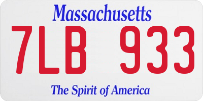 MA license plate 7LB933