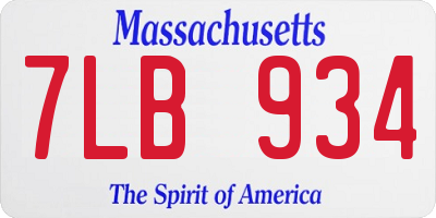 MA license plate 7LB934