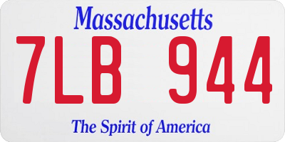 MA license plate 7LB944