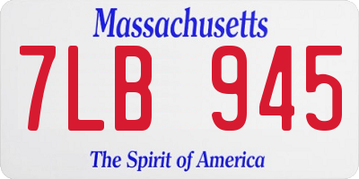 MA license plate 7LB945