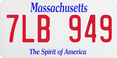 MA license plate 7LB949