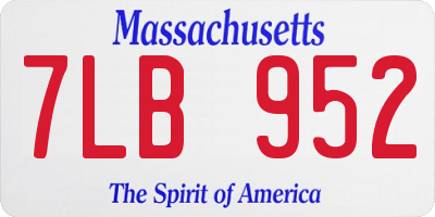 MA license plate 7LB952